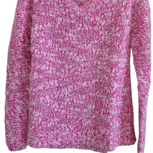 Aeropostale Hot Pink Cream Speckled Wool Chunky Knit V-Neck Sweater Large NWT - Picture 3 of 10